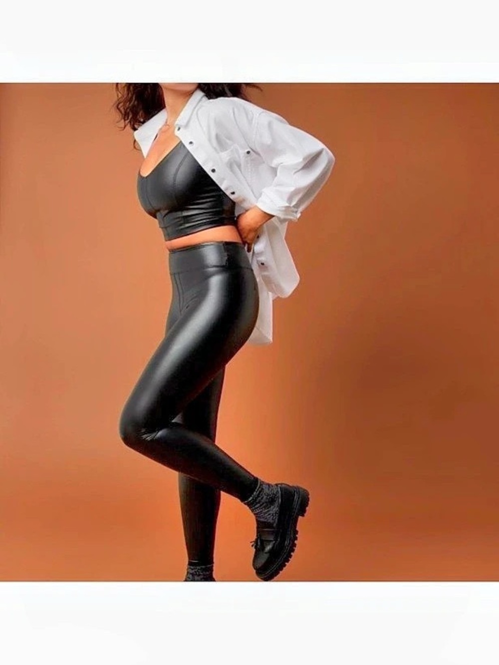 Offline by Aerie Real Luxe Faux Leather Leggings Black Large NWT